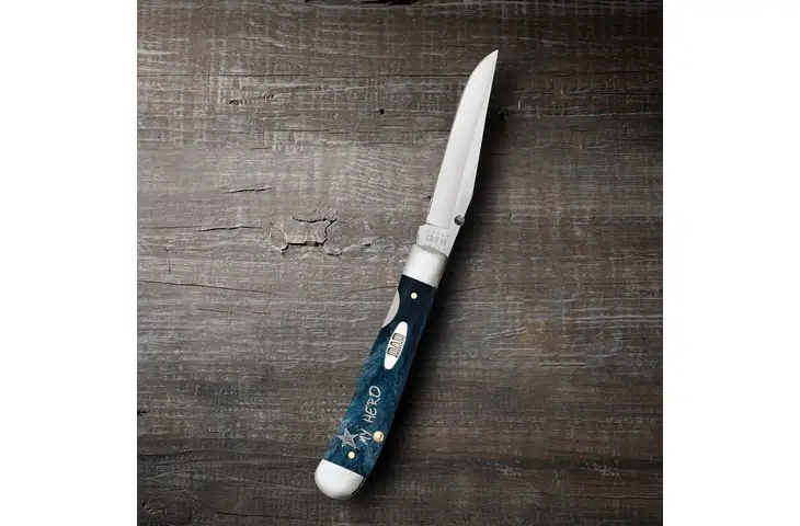 Case Embellished Smooth Kickstart TrapperLock Folding Knife w/Dad Shield and Pocket Clip - view 6